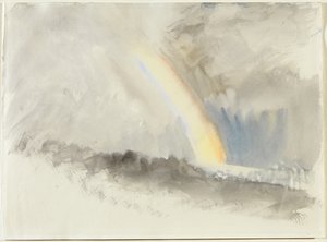虹のある嵐の風景、c.1824（紙にトイレ）